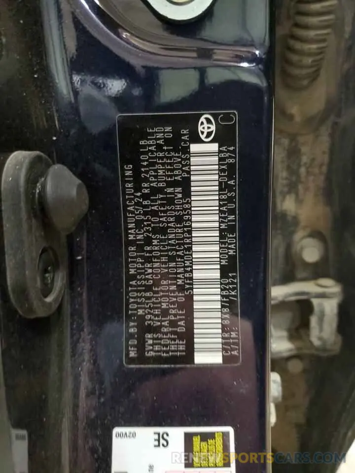 12 Фотография поврежденного автомобиля 5YFB4MDE1RP169585 TOYOTA COROLLA 2024