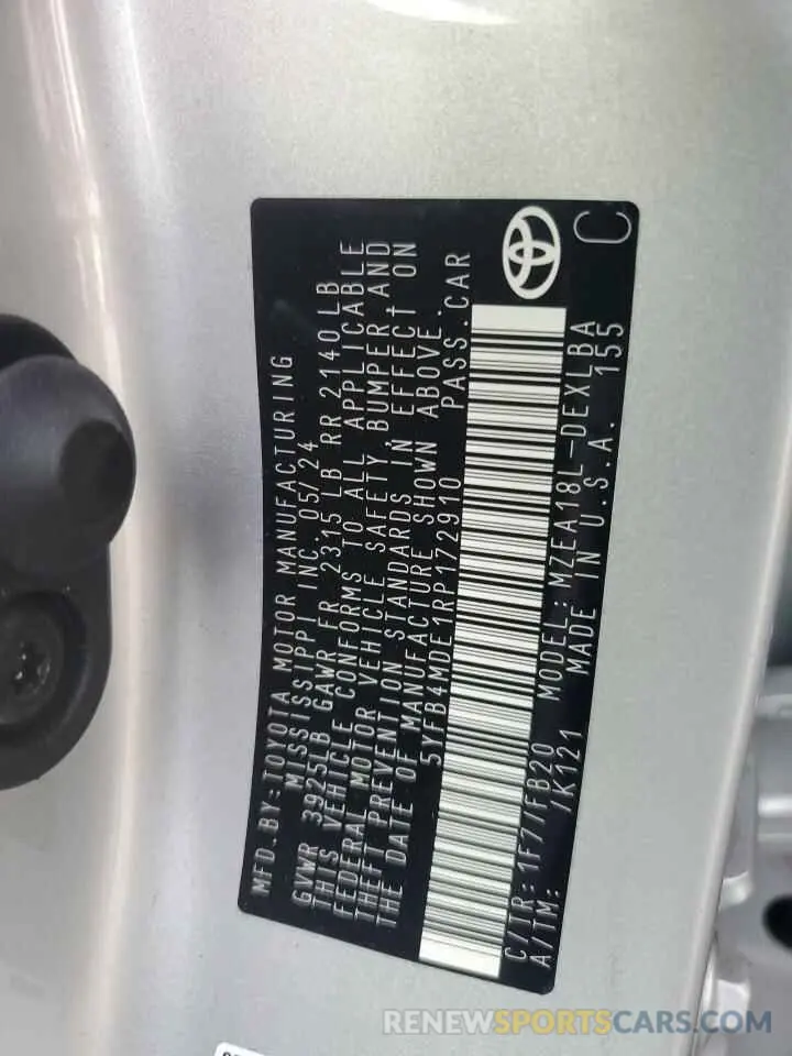 12 Фотография поврежденного автомобиля 5YFB4MDE1RP172910 TOYOTA COROLLA 2024