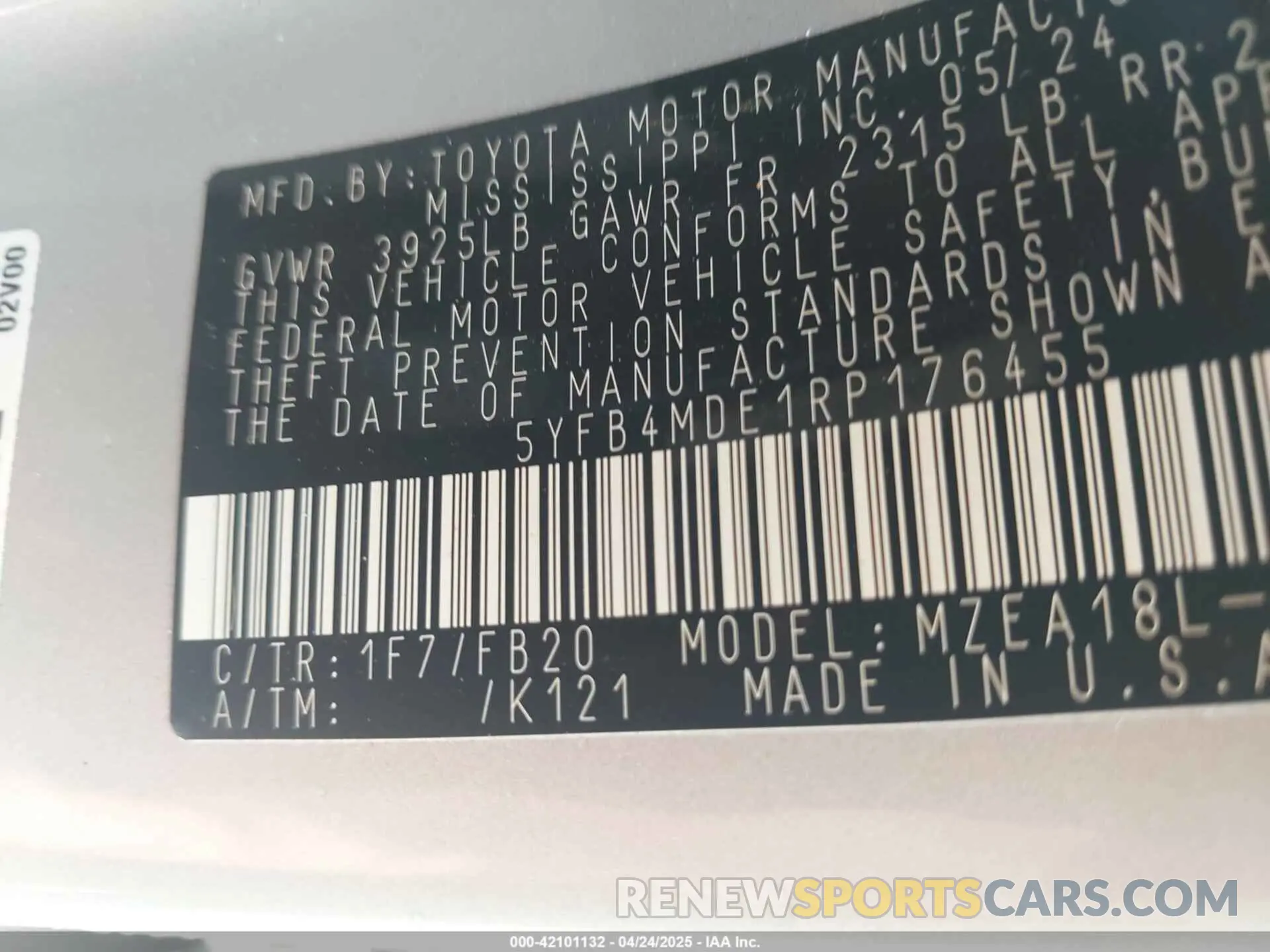 9 Photograph of a damaged car 5YFB4MDE1RP176455 TOYOTA COROLLA 2024