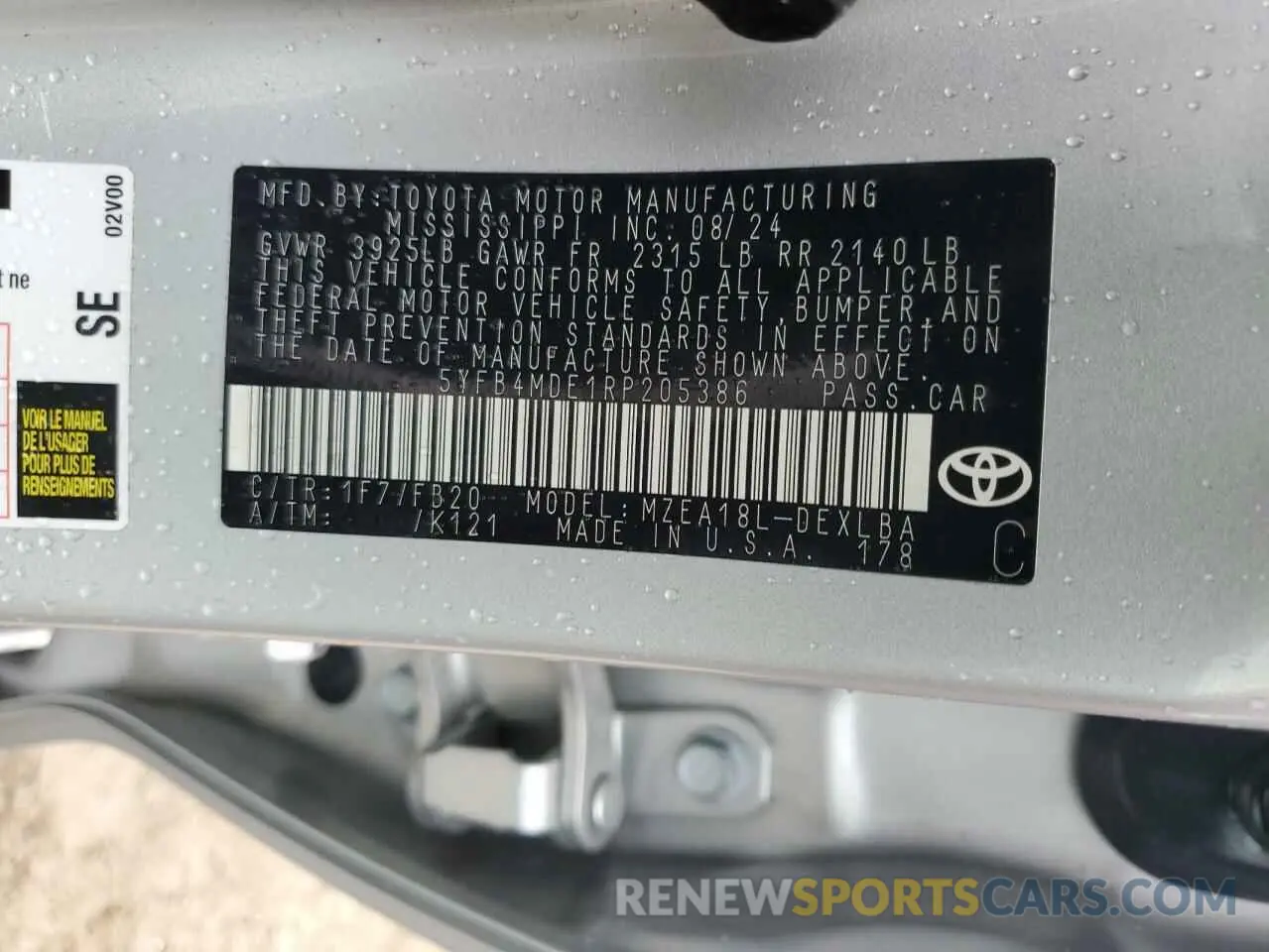 12 Фотография поврежденного автомобиля 5YFB4MDE1RP205386 TOYOTA COROLLA 2024