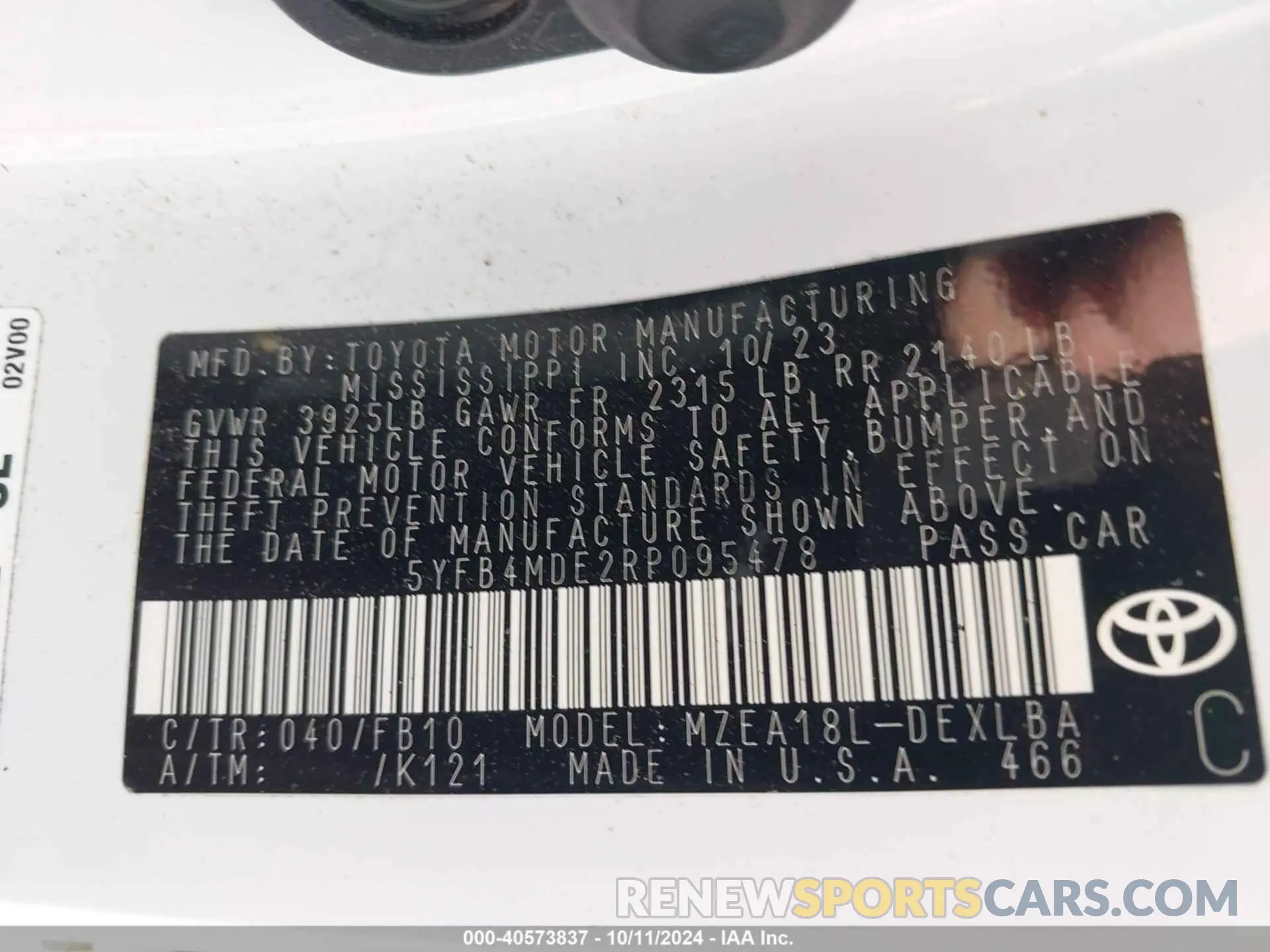 9 Photograph of a damaged car 5YFB4MDE2RP095478 TOYOTA COROLLA 2024