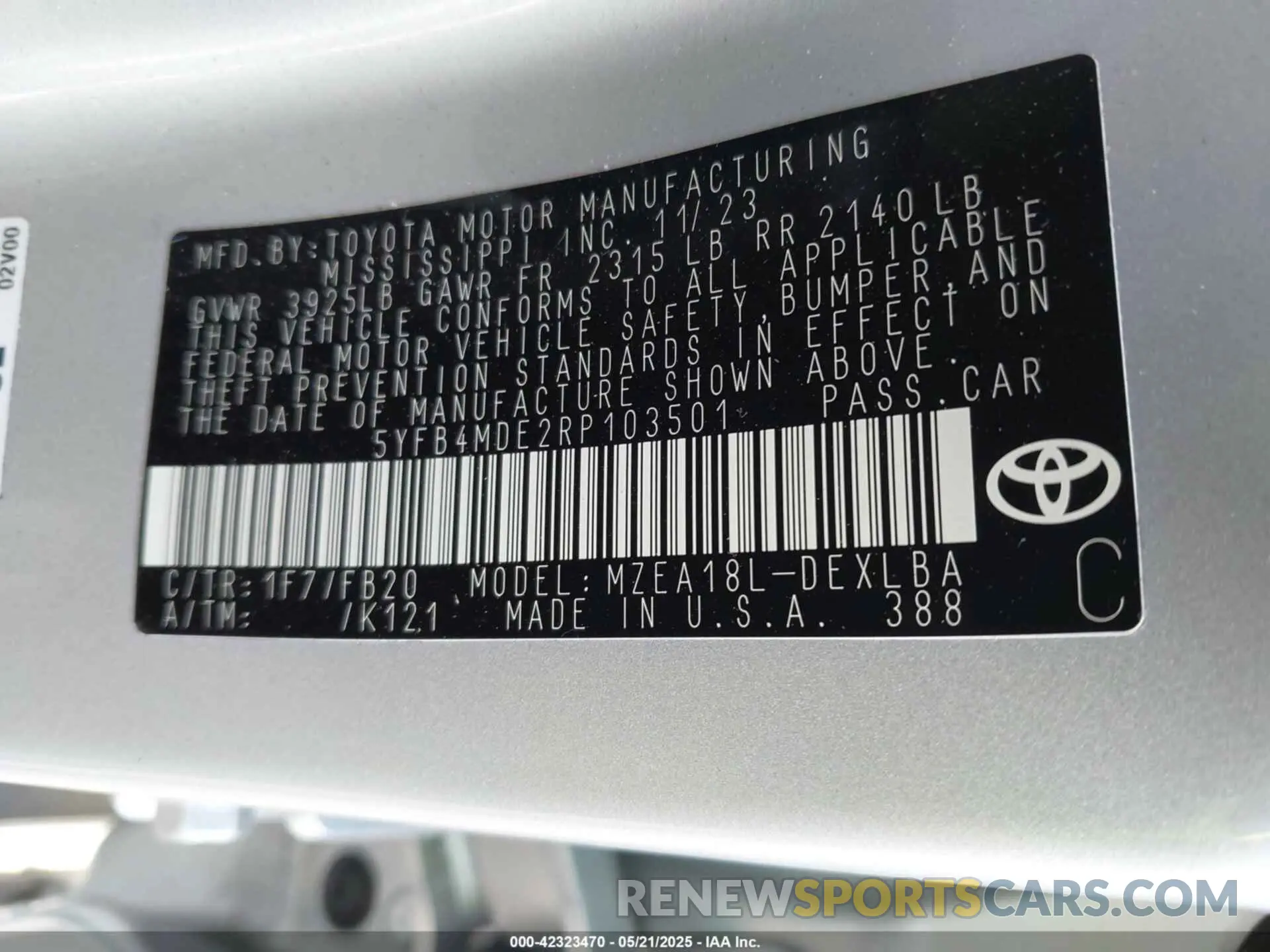 9 Photograph of a damaged car 5YFB4MDE2RP103501 TOYOTA COROLLA 2024