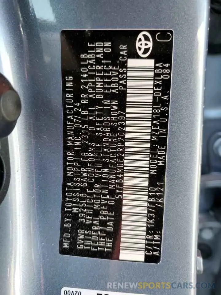 13 Фотография поврежденного автомобиля 5YFB4MDE2RP202397 TOYOTA COROLLA 2024