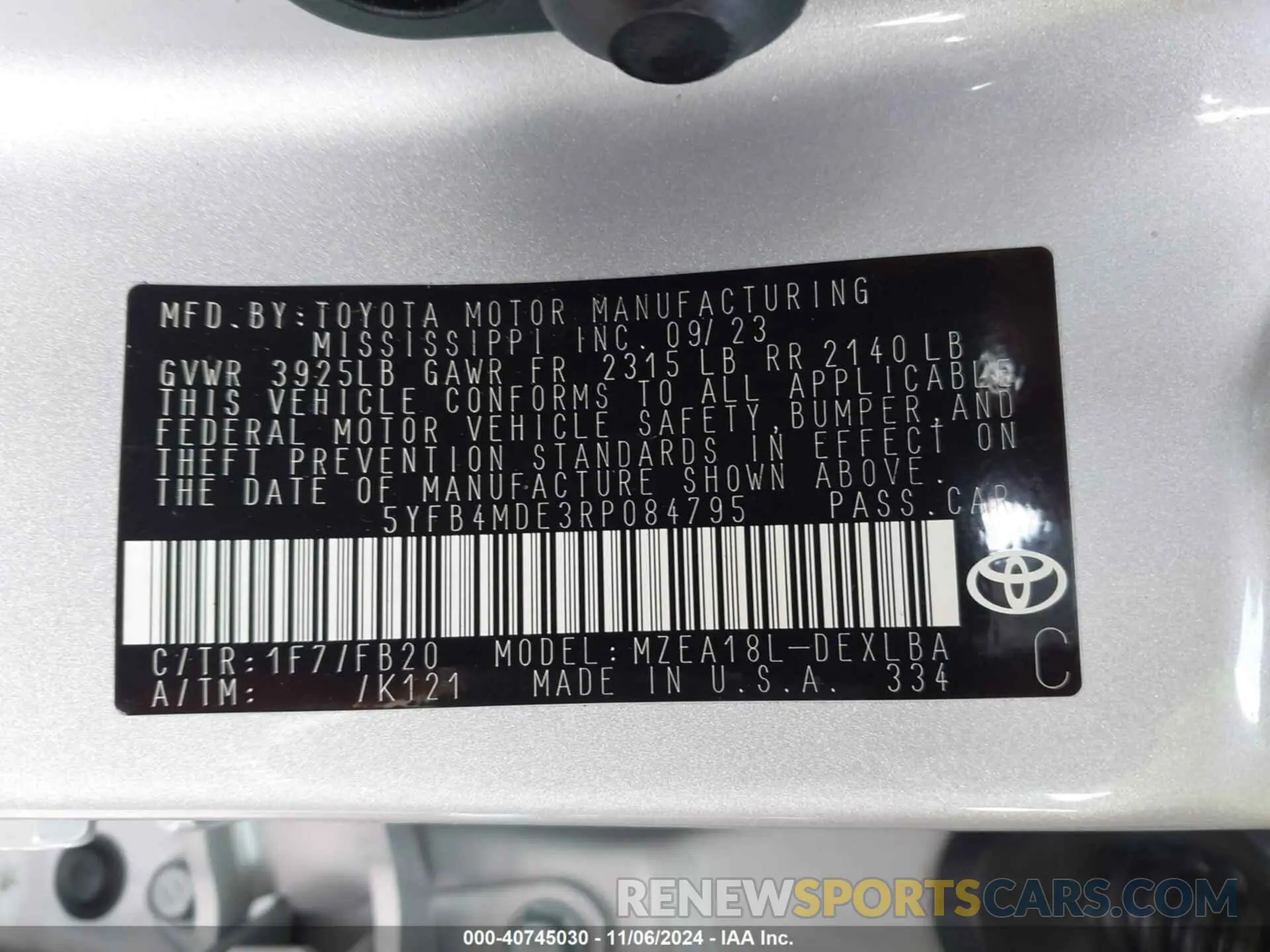 9 Photograph of a damaged car 5YFB4MDE3RP084795 TOYOTA COROLLA 2024
