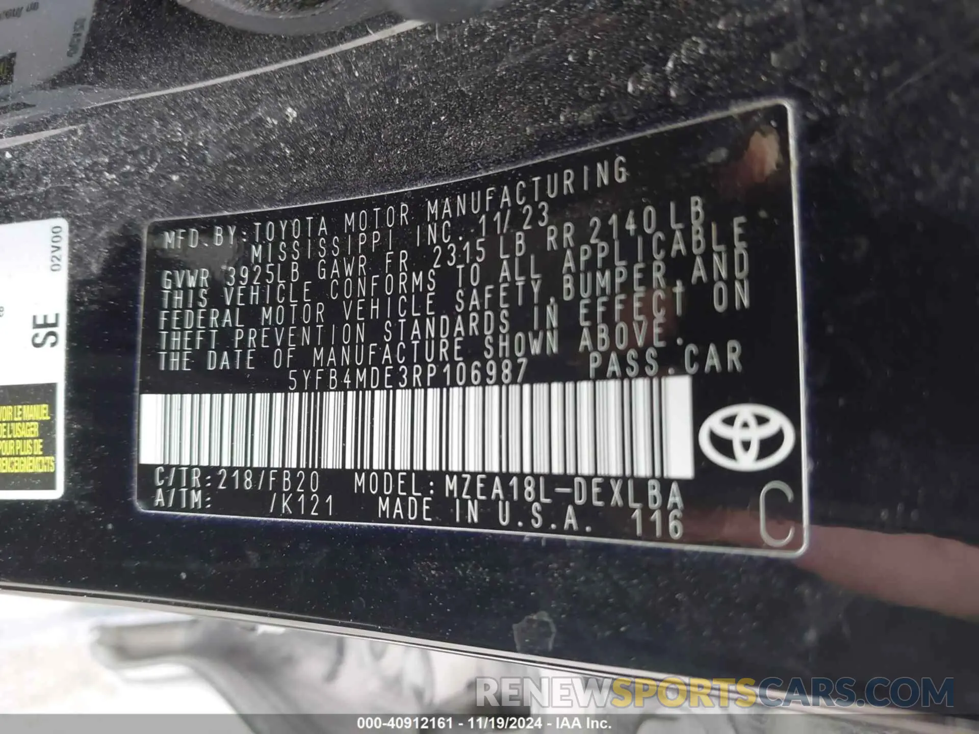 9 Фотография поврежденного автомобиля 5YFB4MDE3RP106987 TOYOTA COROLLA 2024