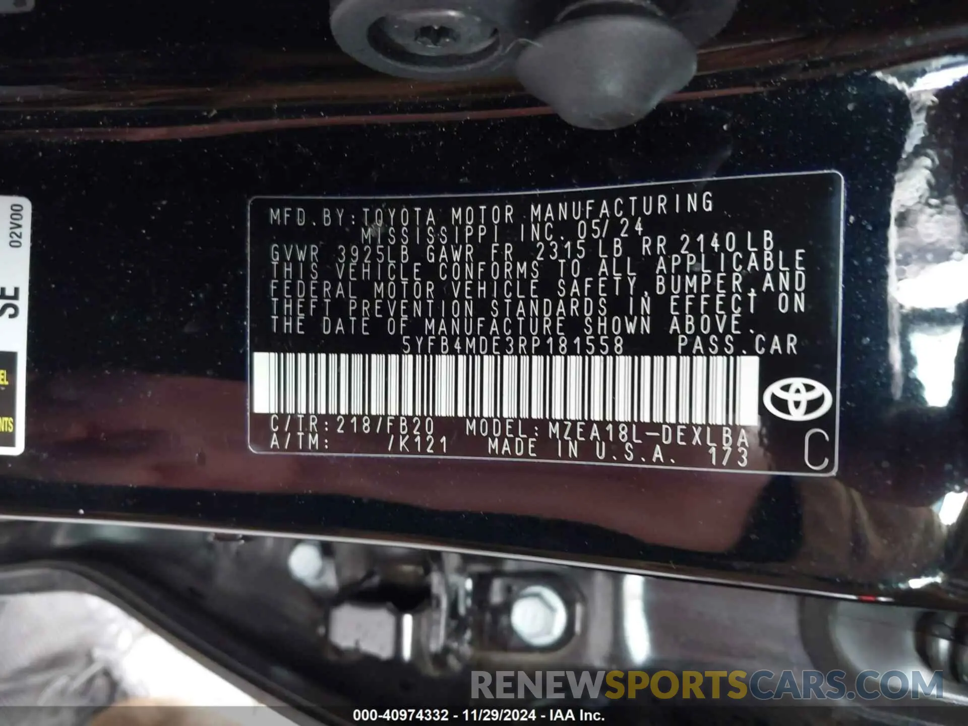 9 Фотография поврежденного автомобиля 5YFB4MDE3RP181558 TOYOTA COROLLA 2024