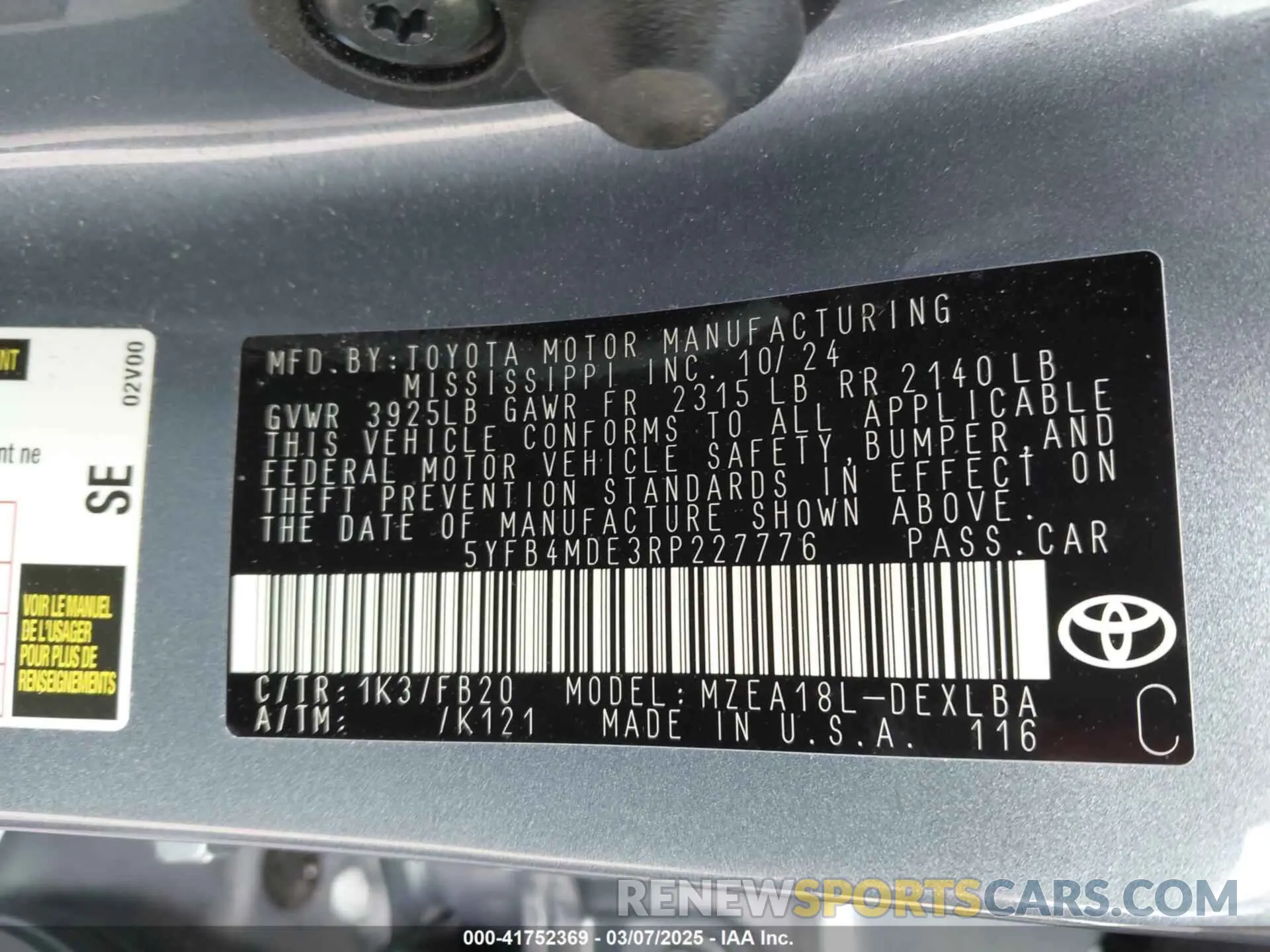 9 Фотография поврежденного автомобиля 5YFB4MDE3RP227776 TOYOTA COROLLA 2024