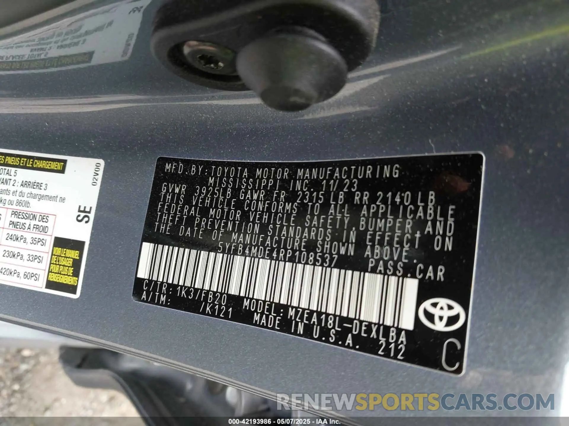 9 Photograph of a damaged car 5YFB4MDE4RP108537 TOYOTA COROLLA 2024
