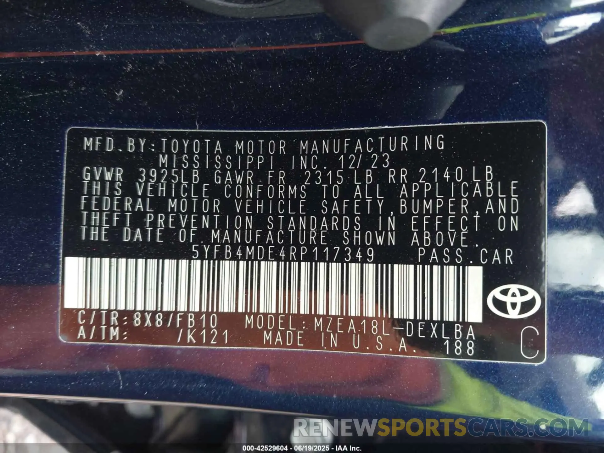 9 Photograph of a damaged car 5YFB4MDE4RP117349 TOYOTA COROLLA 2024
