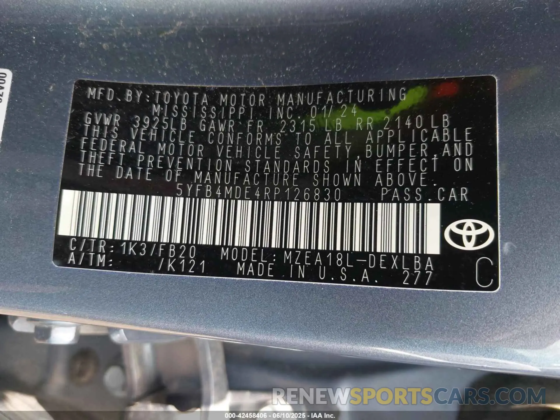 9 Photograph of a damaged car 5YFB4MDE4RP126830 TOYOTA COROLLA 2024