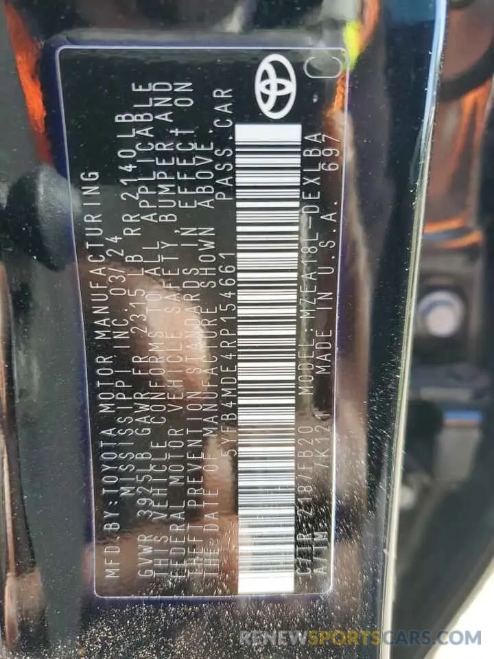 14 Фотография поврежденного автомобиля 5YFB4MDE4RP154661 TOYOTA COROLLA 2024