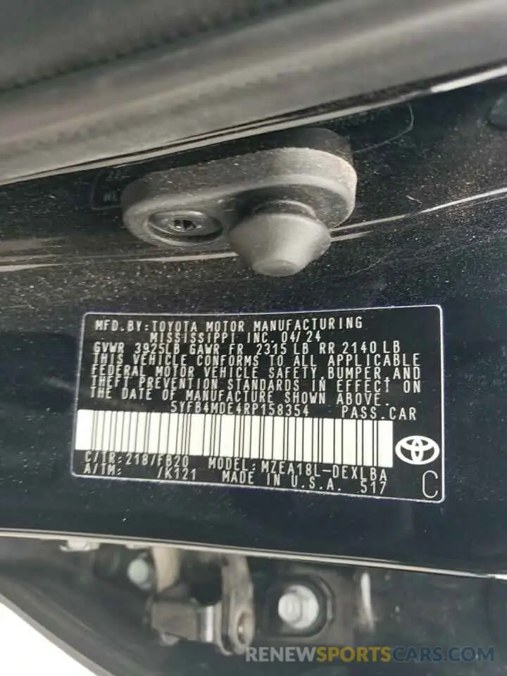 12 Photograph of a damaged car 5YFB4MDE4RP158354 TOYOTA COROLLA 2024