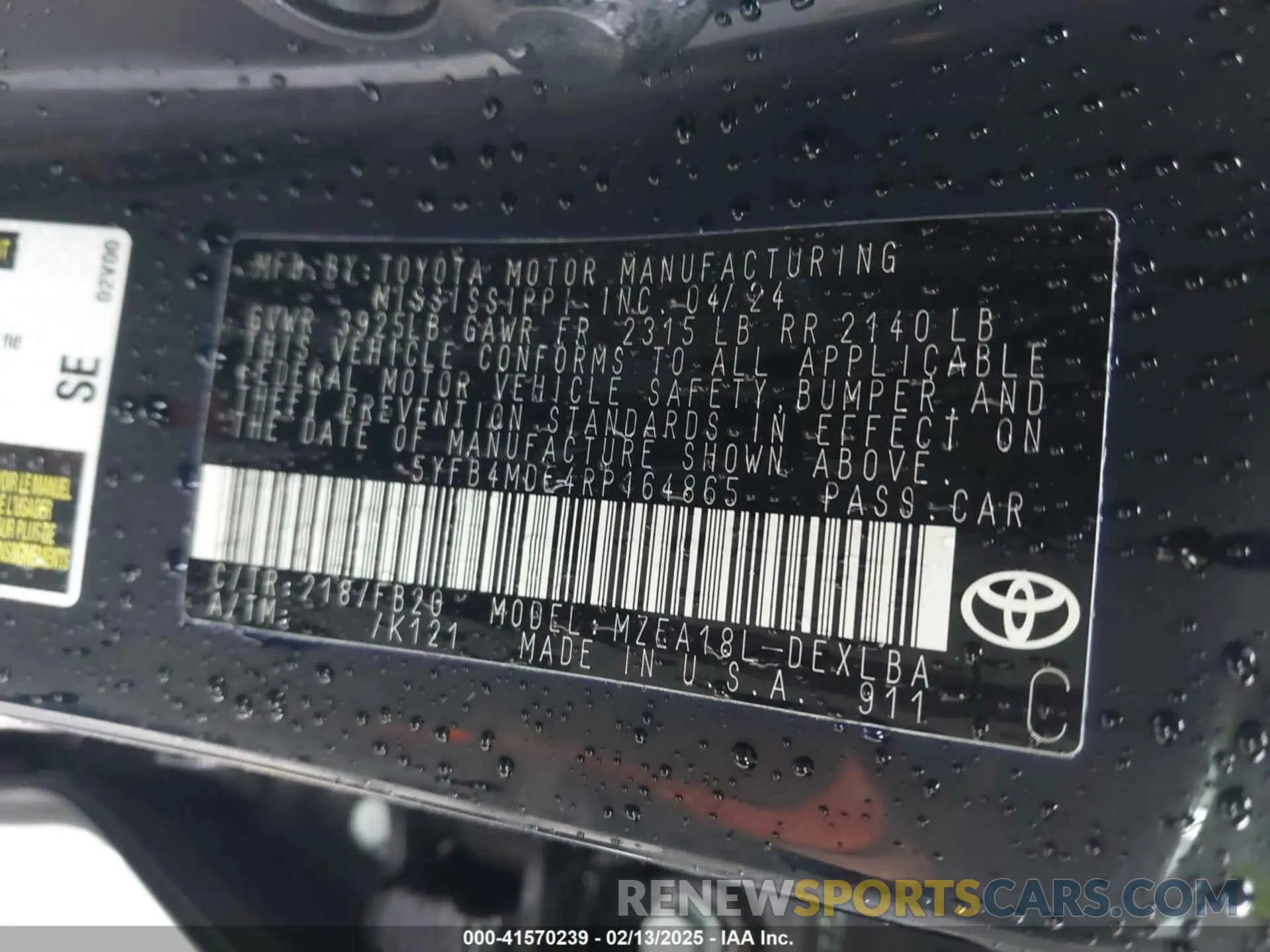 9 Photograph of a damaged car 5YFB4MDE4RP164865 TOYOTA COROLLA 2024