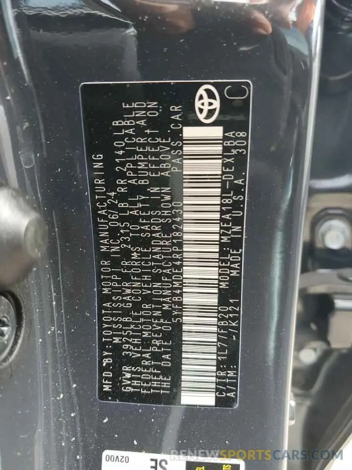 13 Фотография поврежденного автомобиля 5YFB4MDE4RP182430 TOYOTA COROLLA 2024