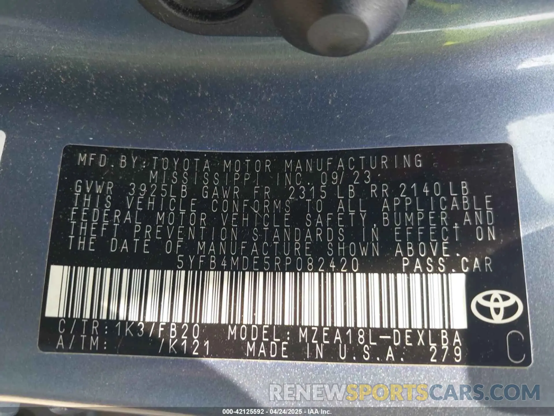 9 Photograph of a damaged car 5YFB4MDE5RP082420 TOYOTA COROLLA 2024
