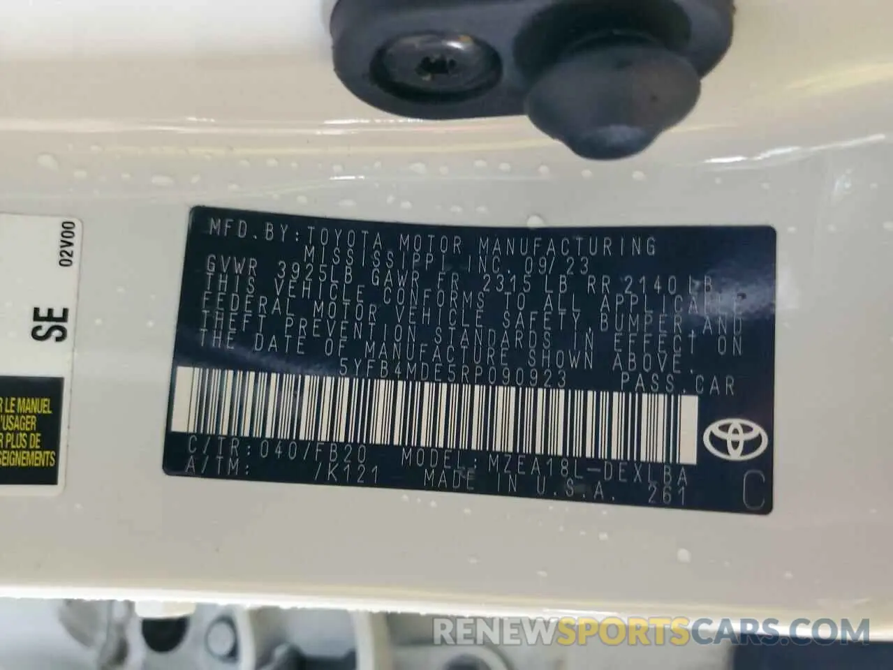 13 Photograph of a damaged car 5YFB4MDE5RP090923 TOYOTA COROLLA 2024