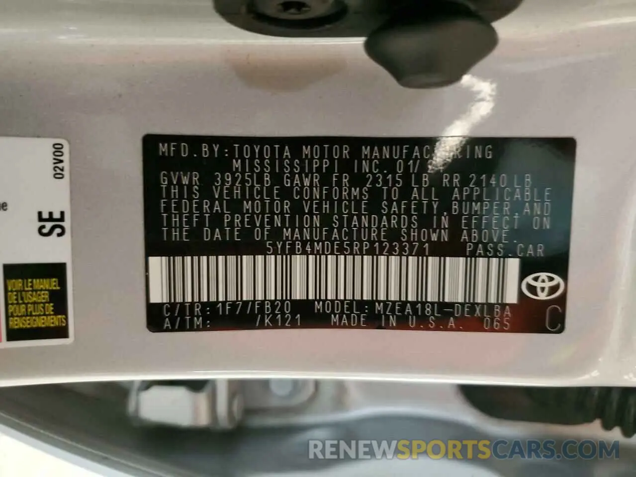 13 Фотография поврежденного автомобиля 5YFB4MDE5RP123371 TOYOTA COROLLA 2024