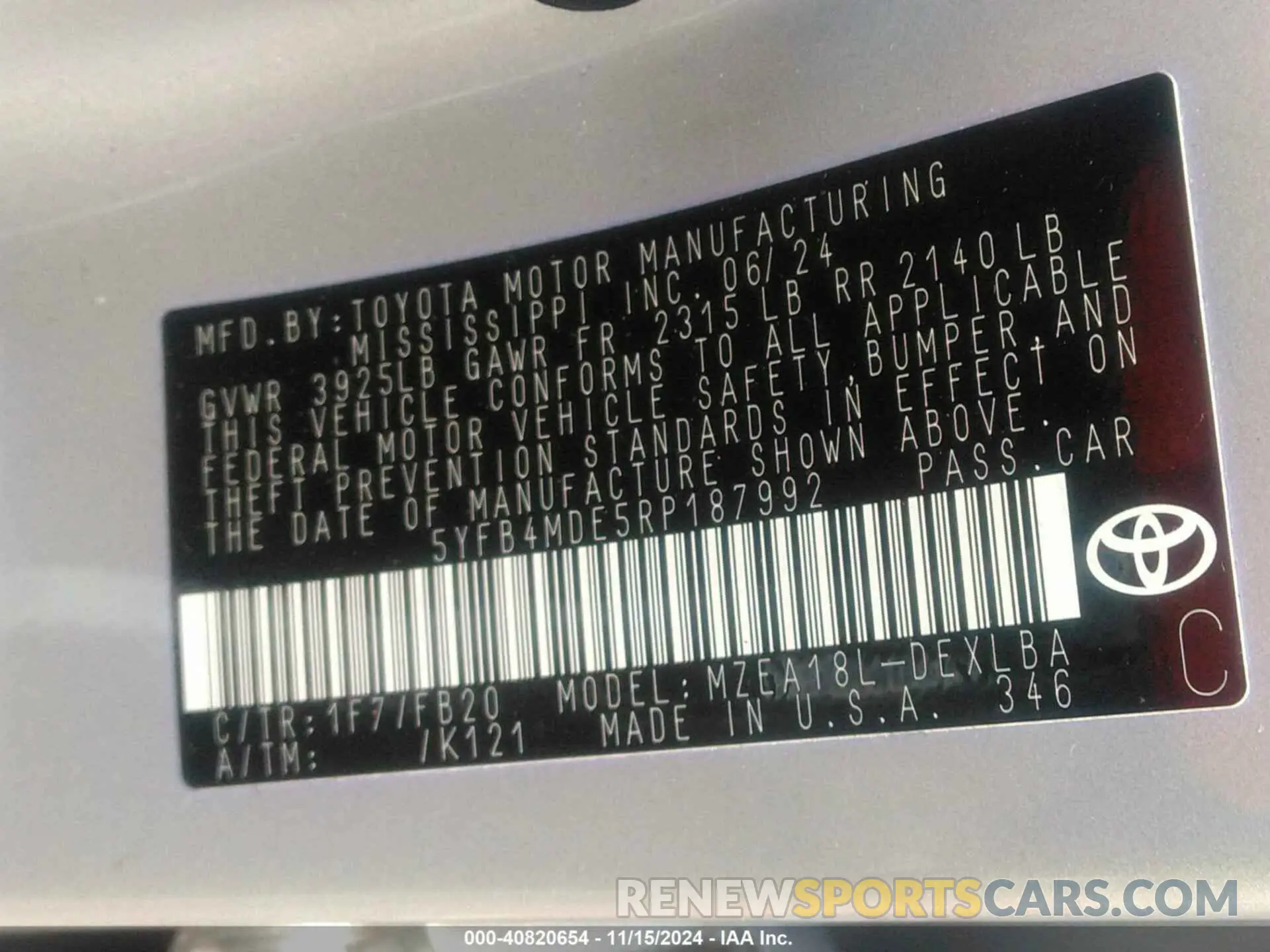 9 Photograph of a damaged car 5YFB4MDE5RP187992 TOYOTA COROLLA 2024