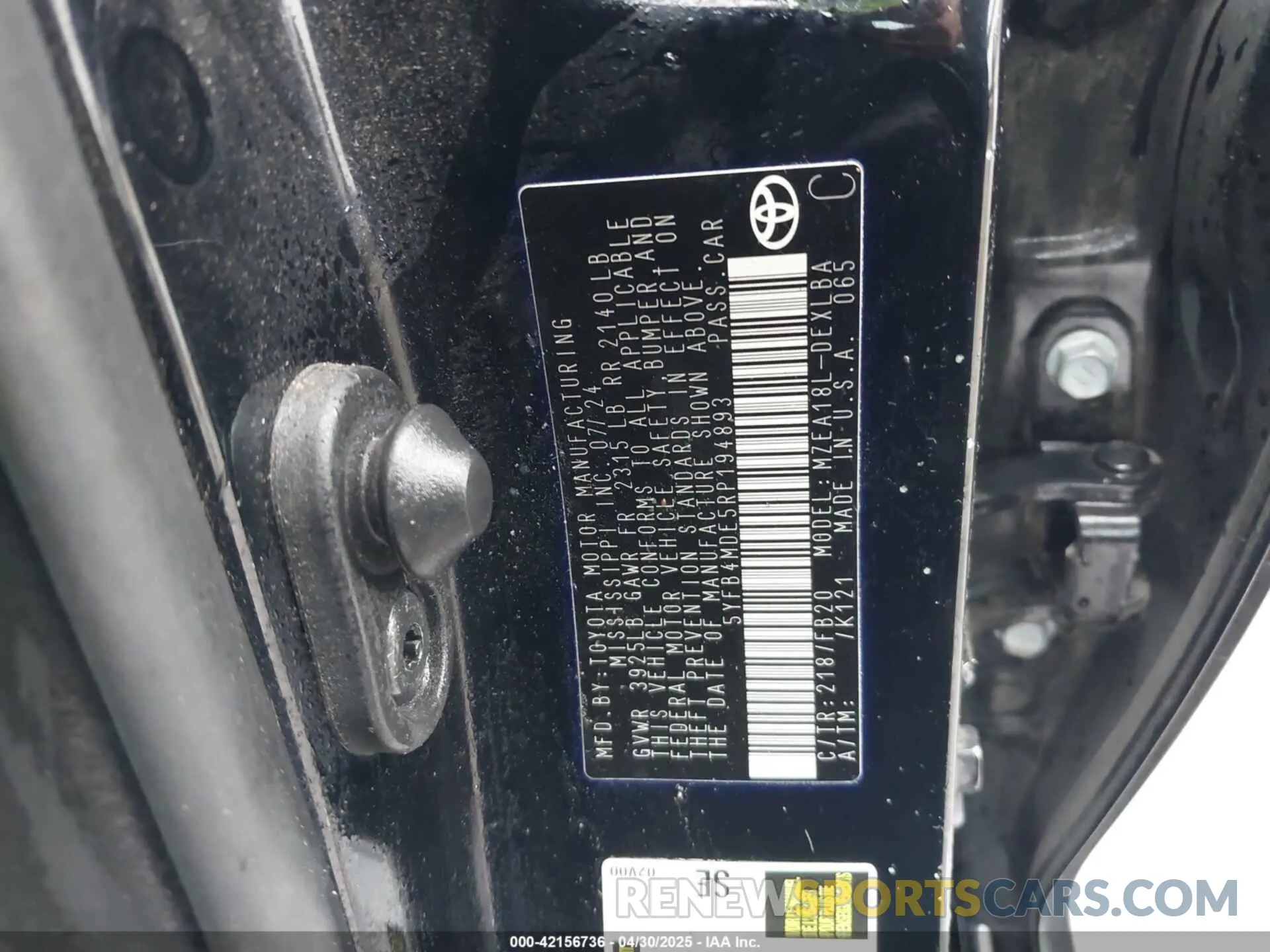 9 Фотография поврежденного автомобиля 5YFB4MDE5RP194893 TOYOTA COROLLA 2024