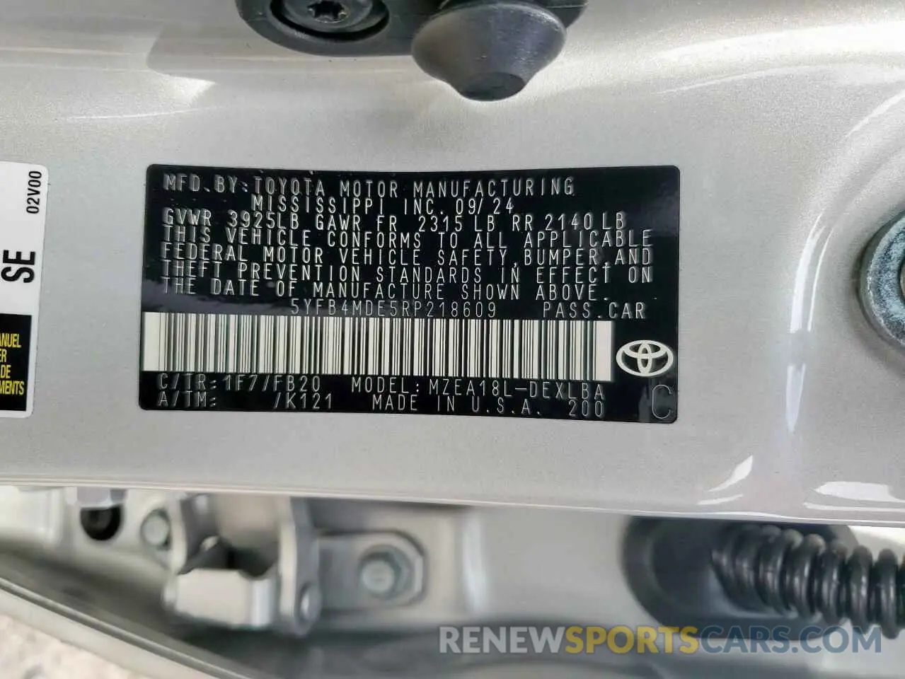 12 Фотография поврежденного автомобиля 5YFB4MDE5RP218609 TOYOTA COROLLA 2024