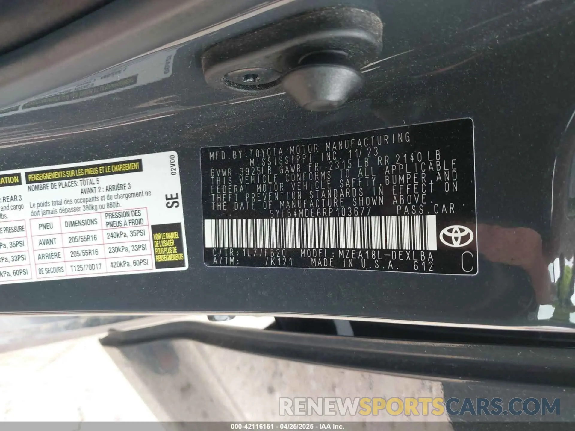 9 Фотография поврежденного автомобиля 5YFB4MDE6RP103677 TOYOTA COROLLA 2024