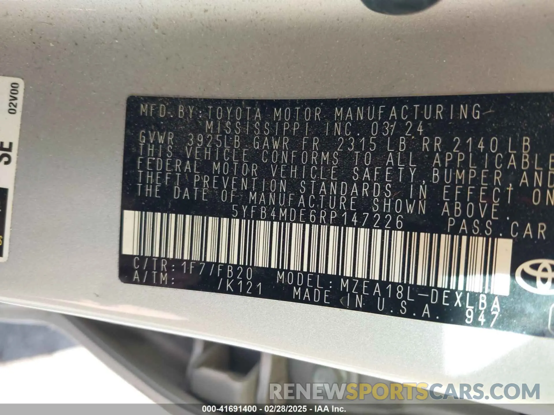 9 Photograph of a damaged car 5YFB4MDE6RP147226 TOYOTA COROLLA 2024