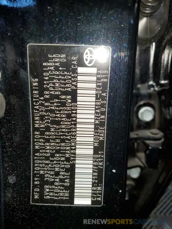 13 Фотография поврежденного автомобиля 5YFB4MDE6RP149400 TOYOTA COROLLA 2024