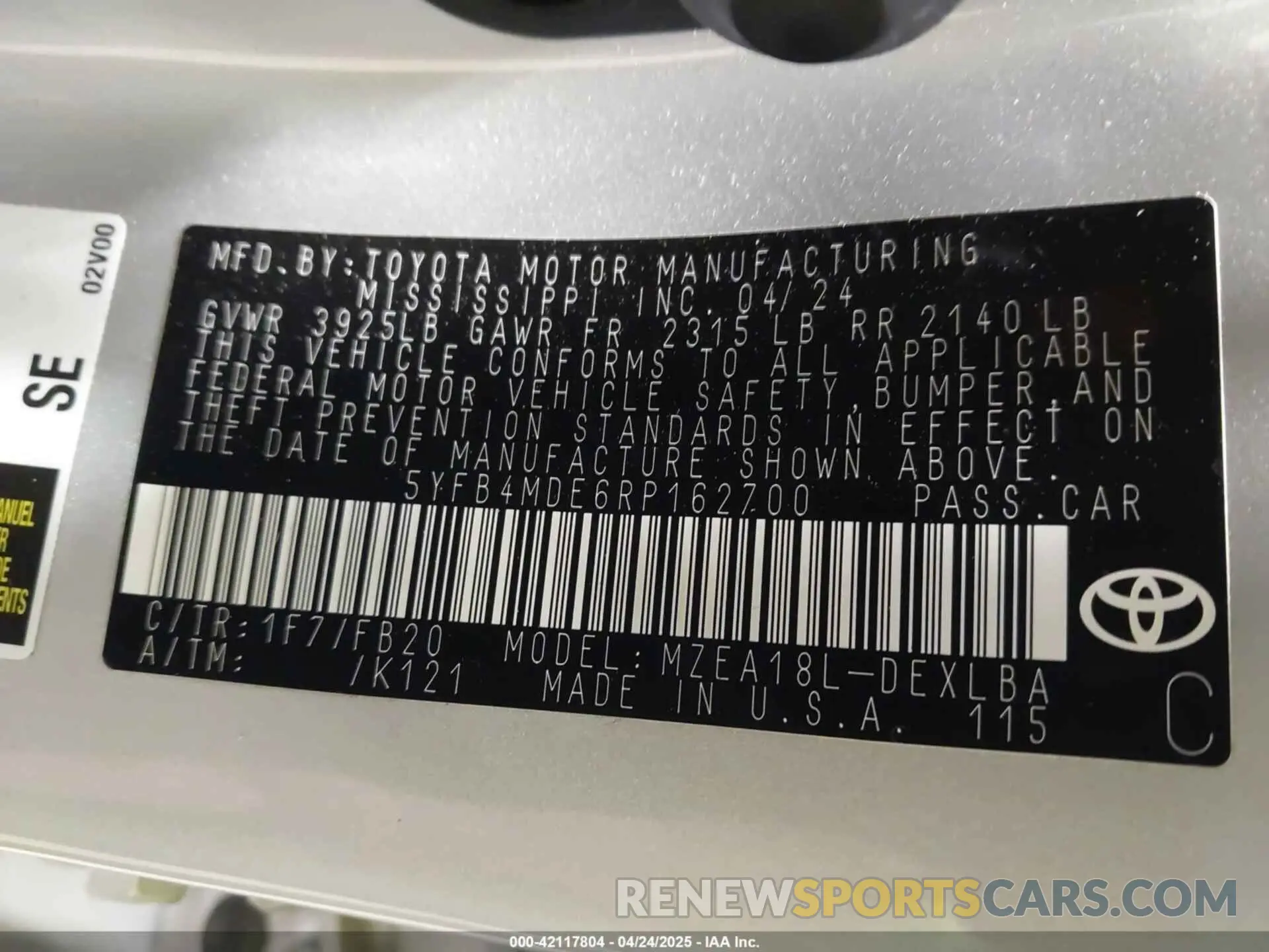 9 Photograph of a damaged car 5YFB4MDE6RP162700 TOYOTA COROLLA 2024