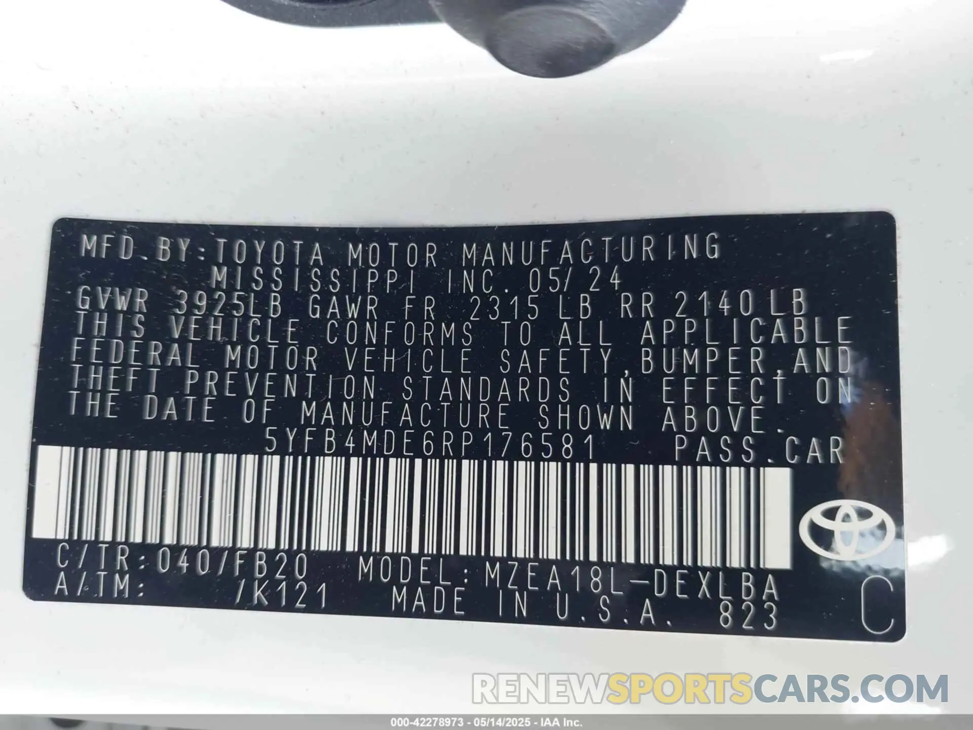 9 Photograph of a damaged car 5YFB4MDE6RP176581 TOYOTA COROLLA 2024