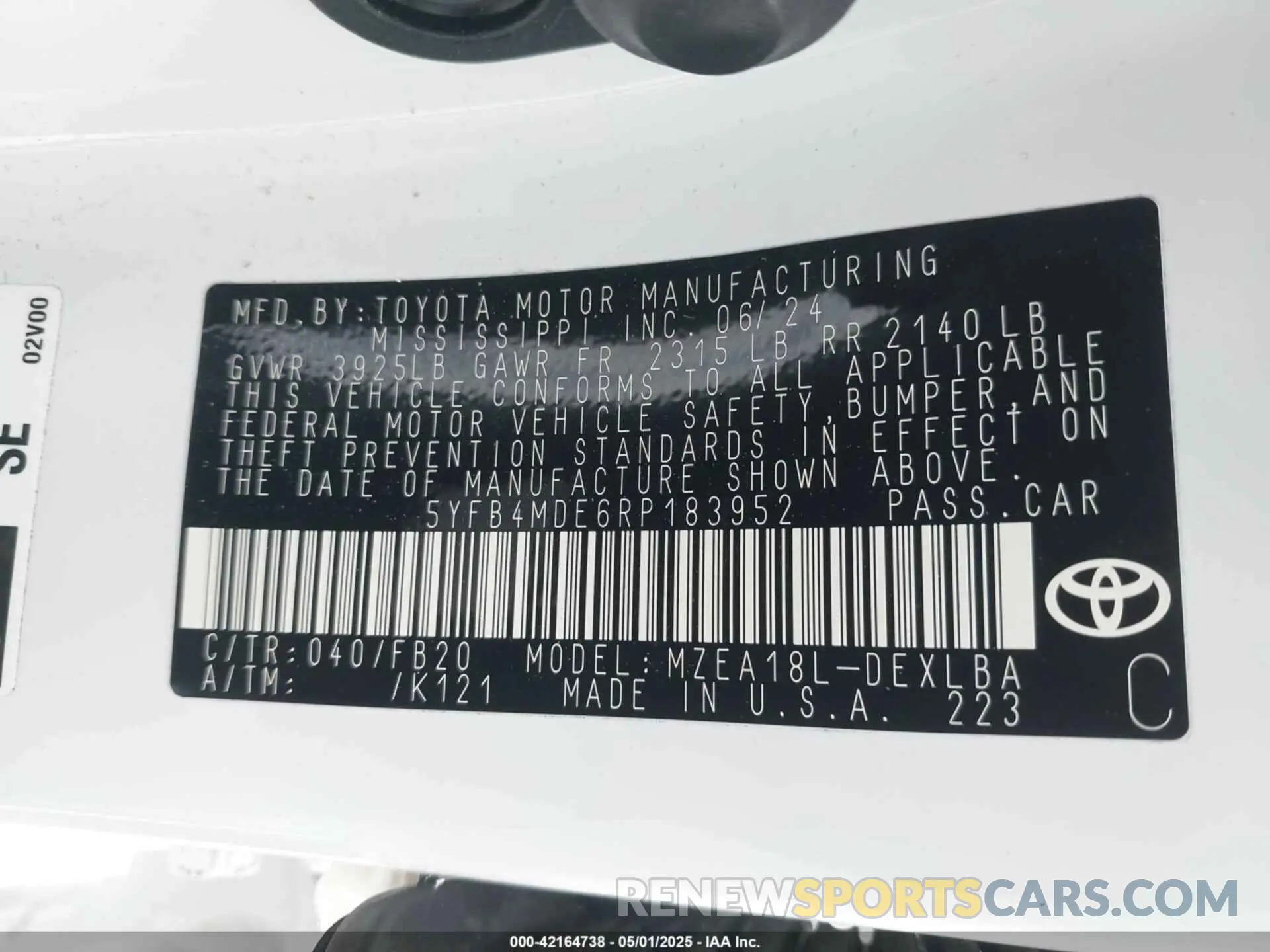 9 Photograph of a damaged car 5YFB4MDE6RP183952 TOYOTA COROLLA 2024