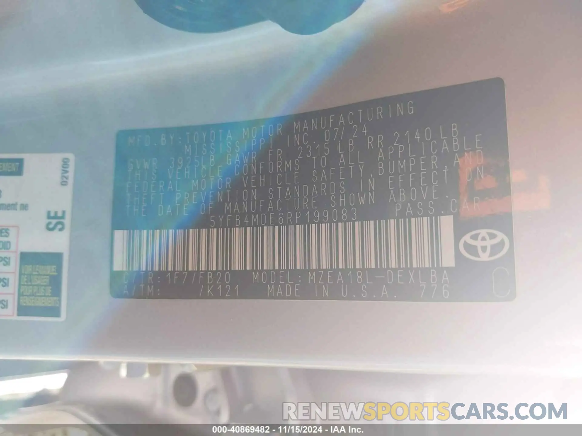 9 Фотография поврежденного автомобиля 5YFB4MDE6RP199083 TOYOTA COROLLA 2024