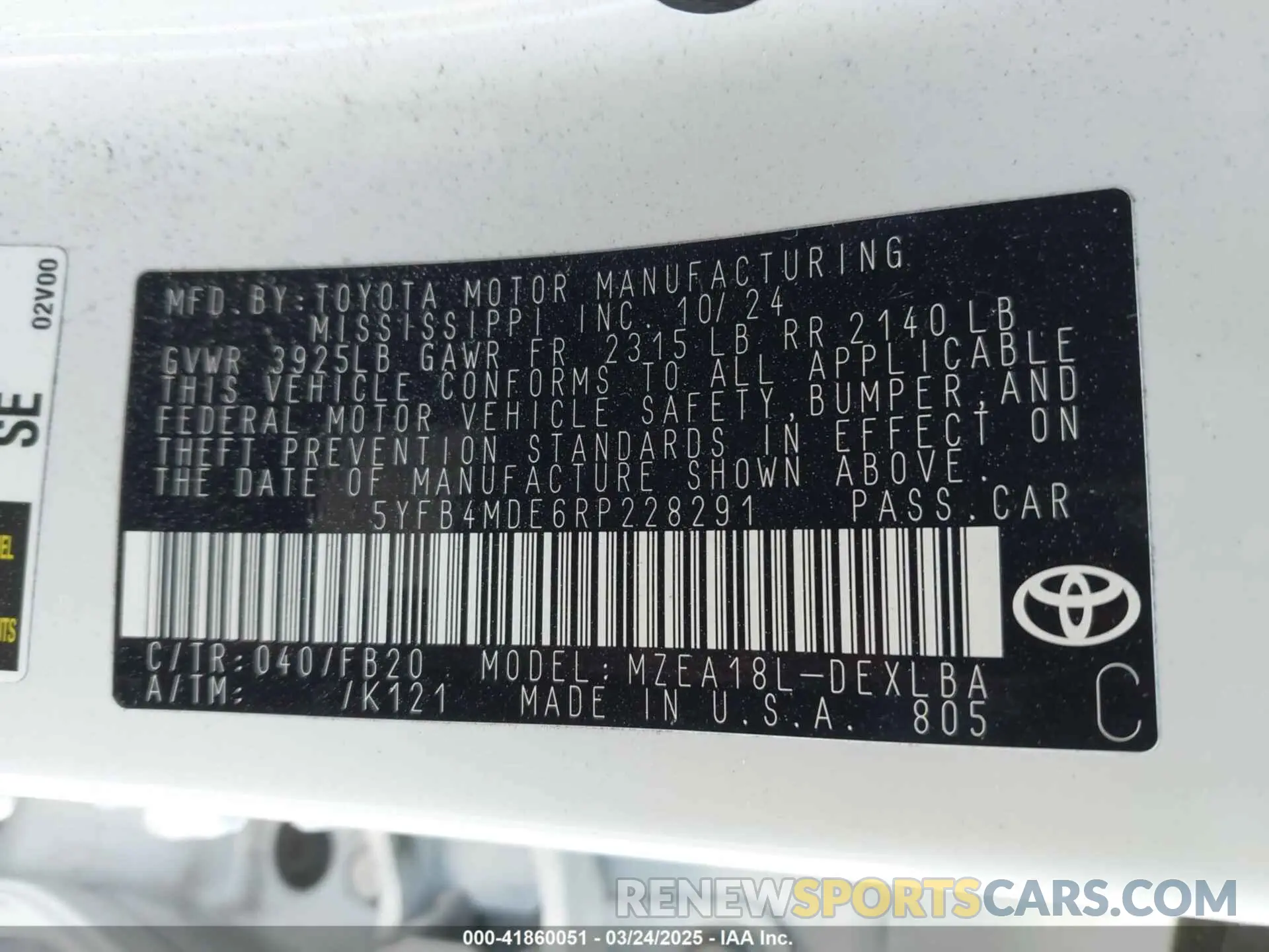 9 Фотография поврежденного автомобиля 5YFB4MDE6RP228291 TOYOTA COROLLA 2024