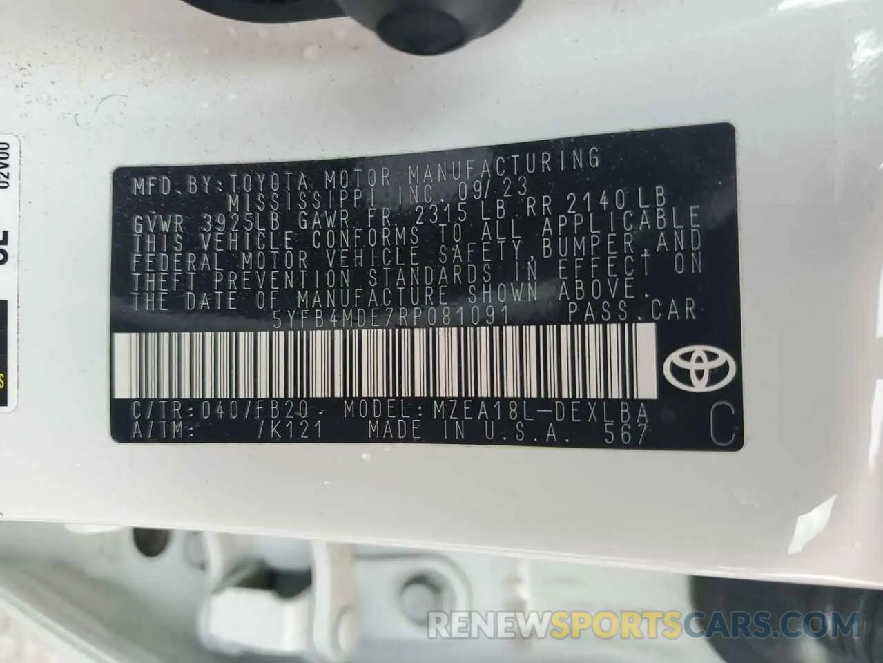 12 Фотография поврежденного автомобиля 5YFB4MDE7RP081091 TOYOTA COROLLA 2024