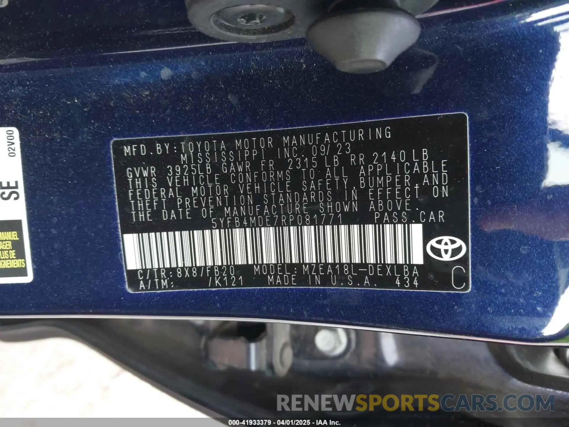 9 Photograph of a damaged car 5YFB4MDE7RP081771 TOYOTA COROLLA 2024