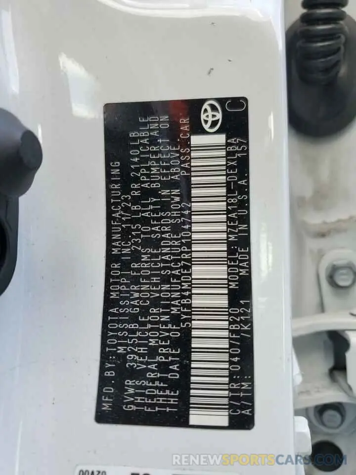 13 Фотография поврежденного автомобиля 5YFB4MDE7RP104742 TOYOTA COROLLA 2024