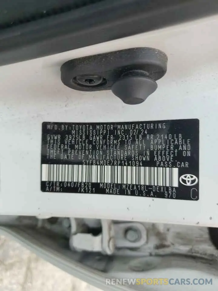 12 Photograph of a damaged car 5YFB4MDE7RP141094 TOYOTA COROLLA 2024