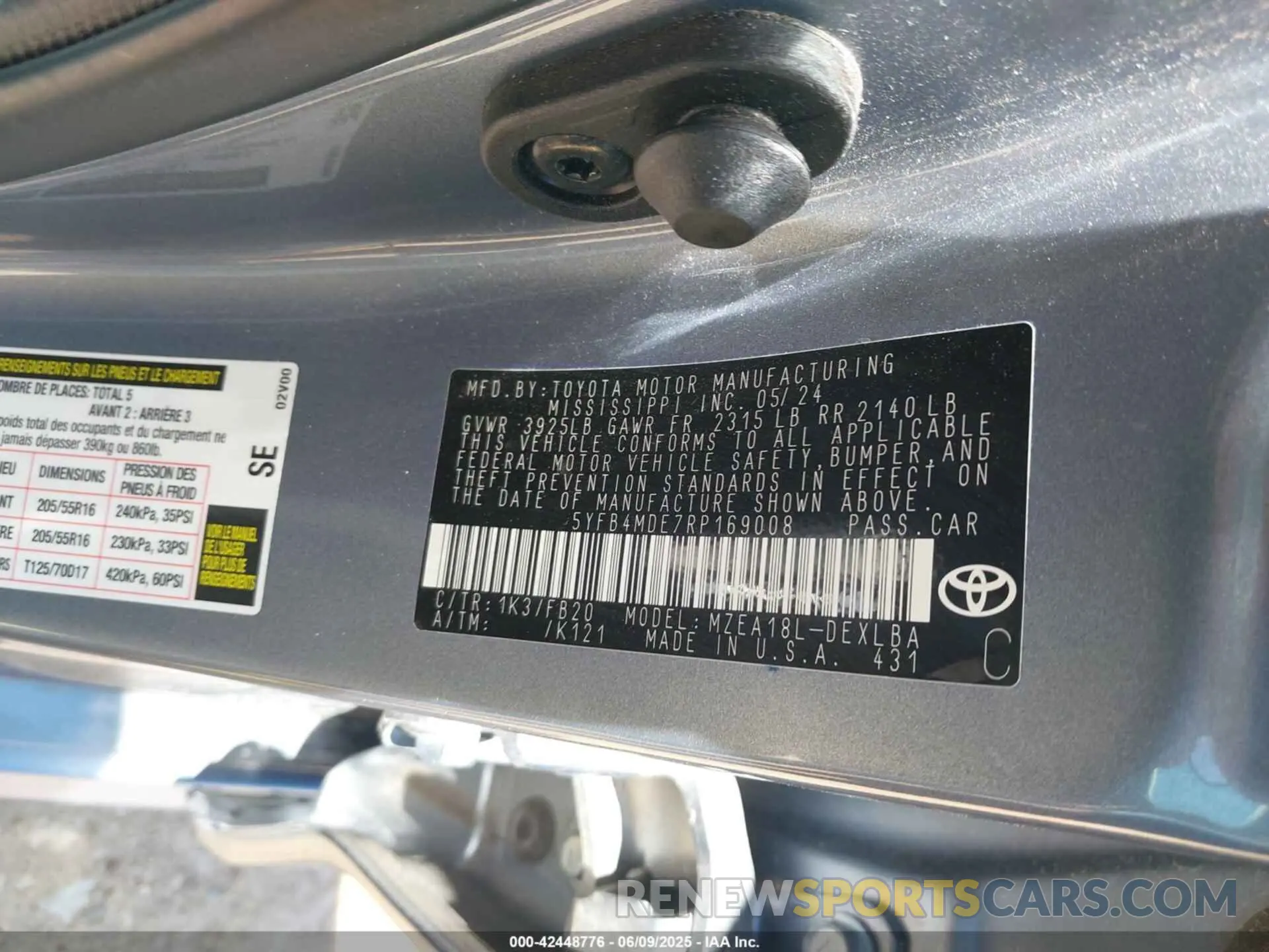 9 Фотография поврежденного автомобиля 5YFB4MDE7RP169008 TOYOTA COROLLA 2024