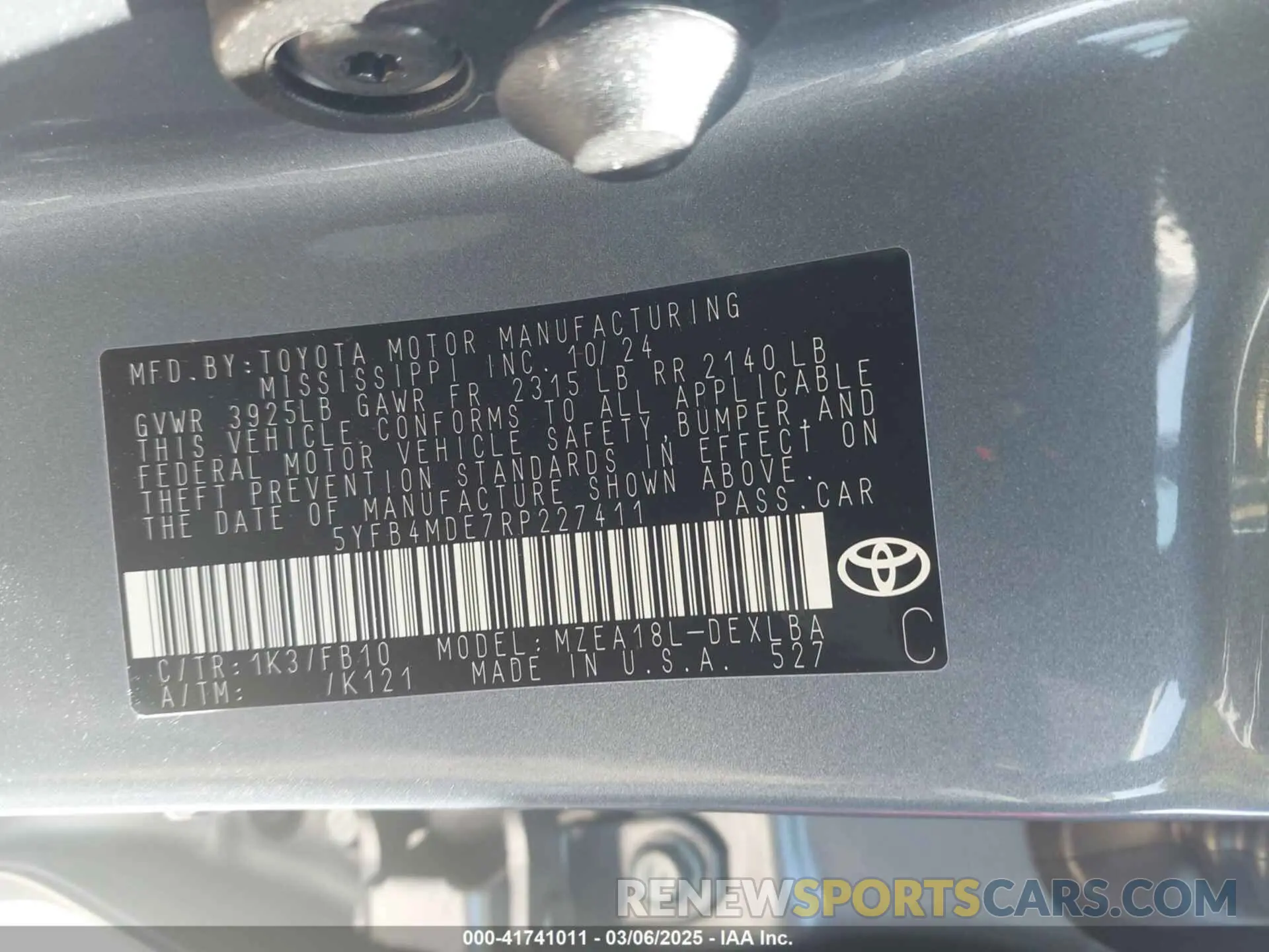 9 Photograph of a damaged car 5YFB4MDE7RP227411 TOYOTA COROLLA 2024