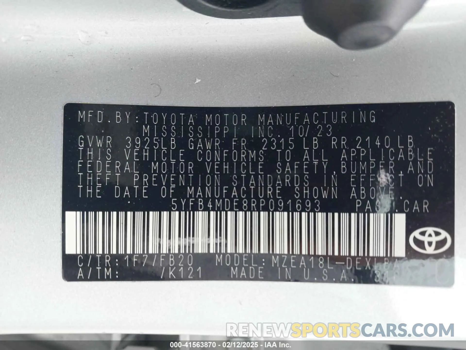 9 Фотография поврежденного автомобиля 5YFB4MDE8RP091693 TOYOTA COROLLA 2024