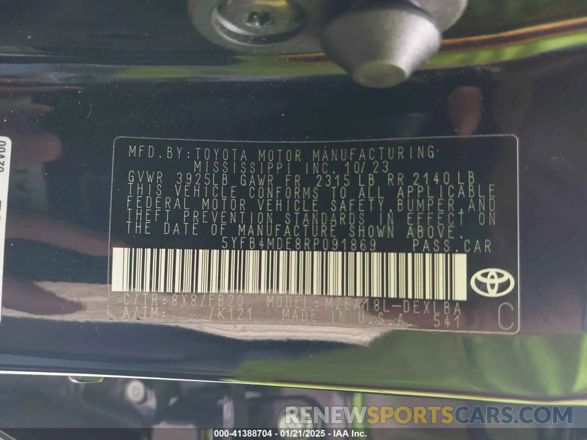 9 Фотография поврежденного автомобиля 5YFB4MDE8RP091869 TOYOTA COROLLA 2024