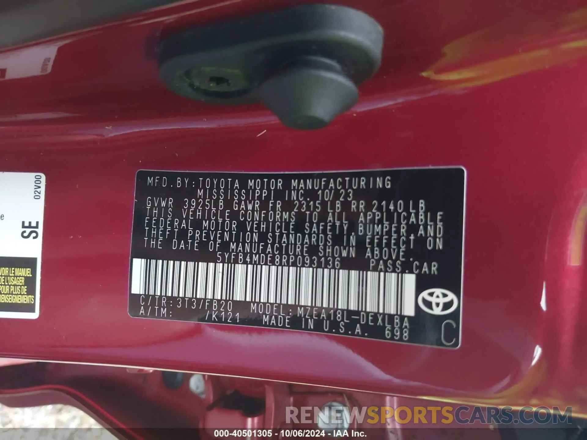 9 Фотография поврежденного автомобиля 5YFB4MDE8RP093136 TOYOTA COROLLA 2024