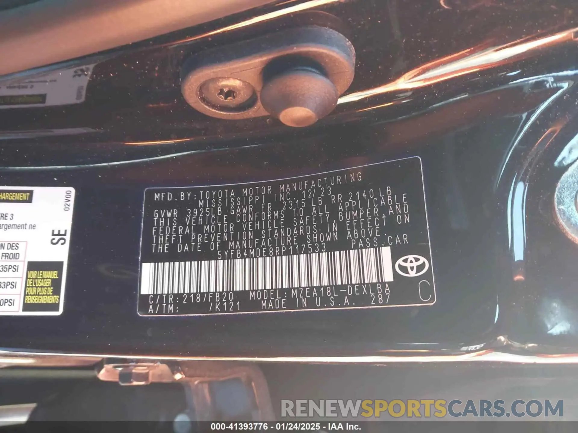 8 Photograph of a damaged car 5YFB4MDE8RP117533 TOYOTA COROLLA 2024