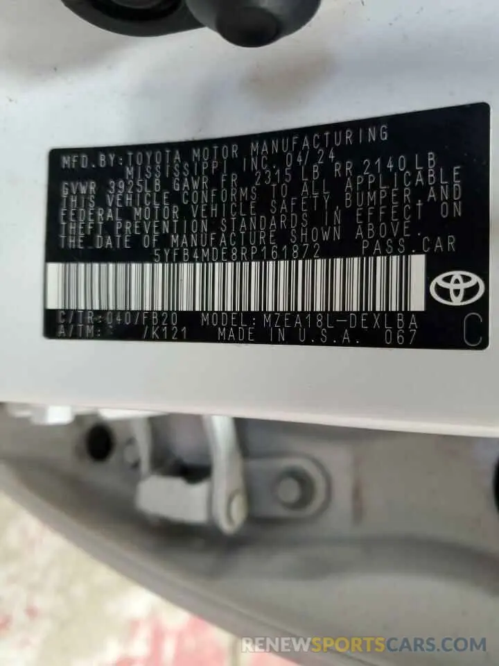 13 Фотография поврежденного автомобиля 5YFB4MDE8RP161872 TOYOTA COROLLA 2024