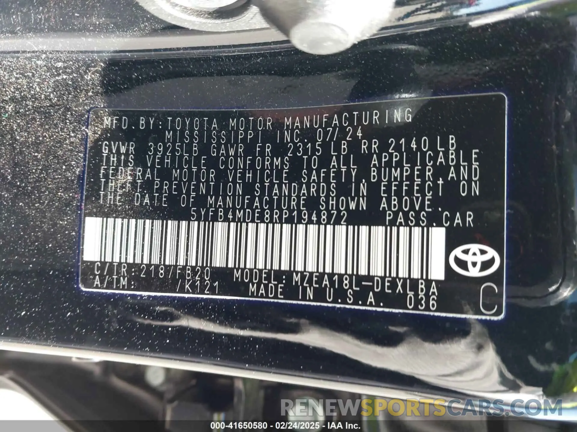 9 Photograph of a damaged car 5YFB4MDE8RP194872 TOYOTA COROLLA 2024