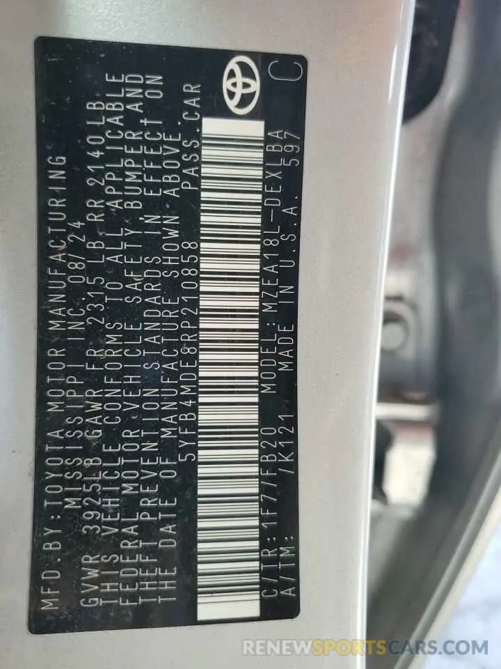 12 Фотография поврежденного автомобиля 5YFB4MDE8RP210858 TOYOTA COROLLA 2024