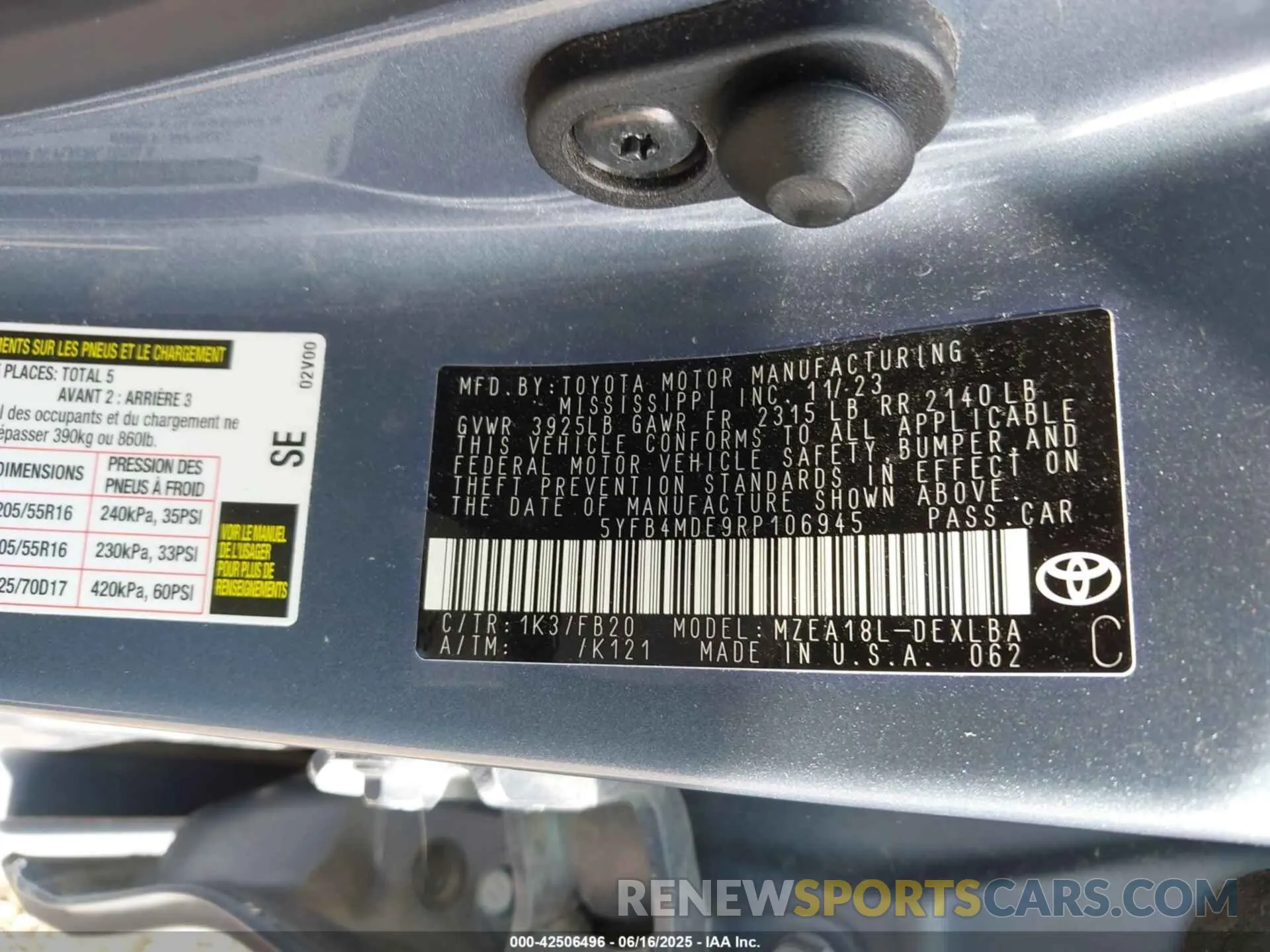 9 Фотография поврежденного автомобиля 5YFB4MDE9RP106945 TOYOTA COROLLA 2024