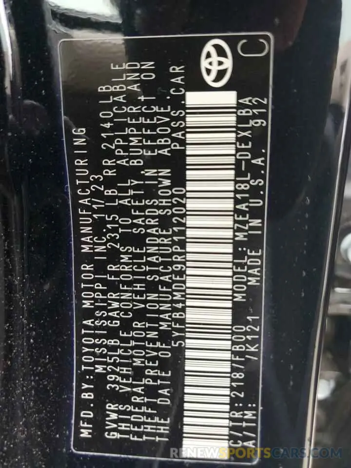 13 Фотография поврежденного автомобиля 5YFB4MDE9RP112020 TOYOTA COROLLA 2024