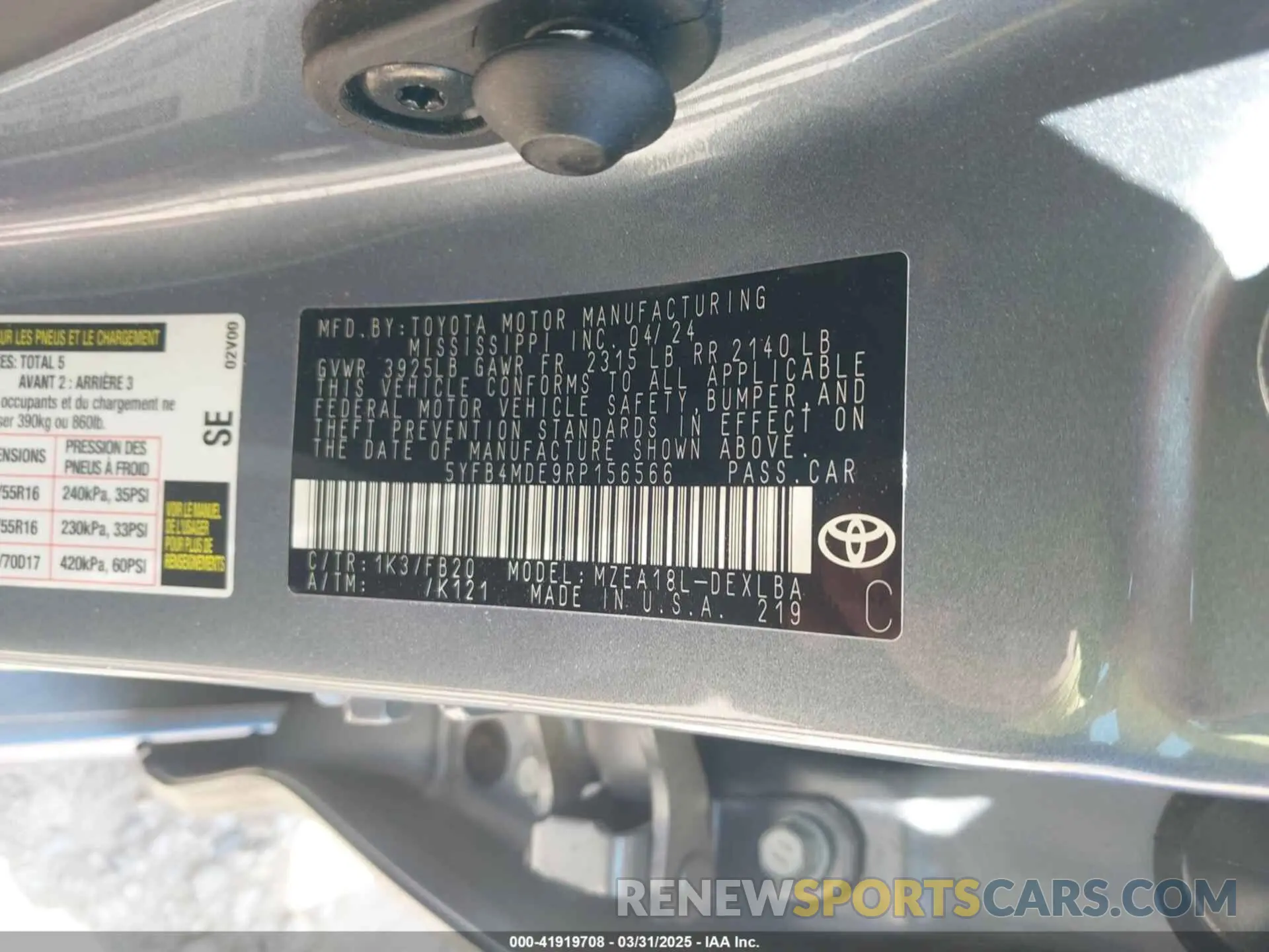 9 Фотография поврежденного автомобиля 5YFB4MDE9RP156566 TOYOTA COROLLA 2024