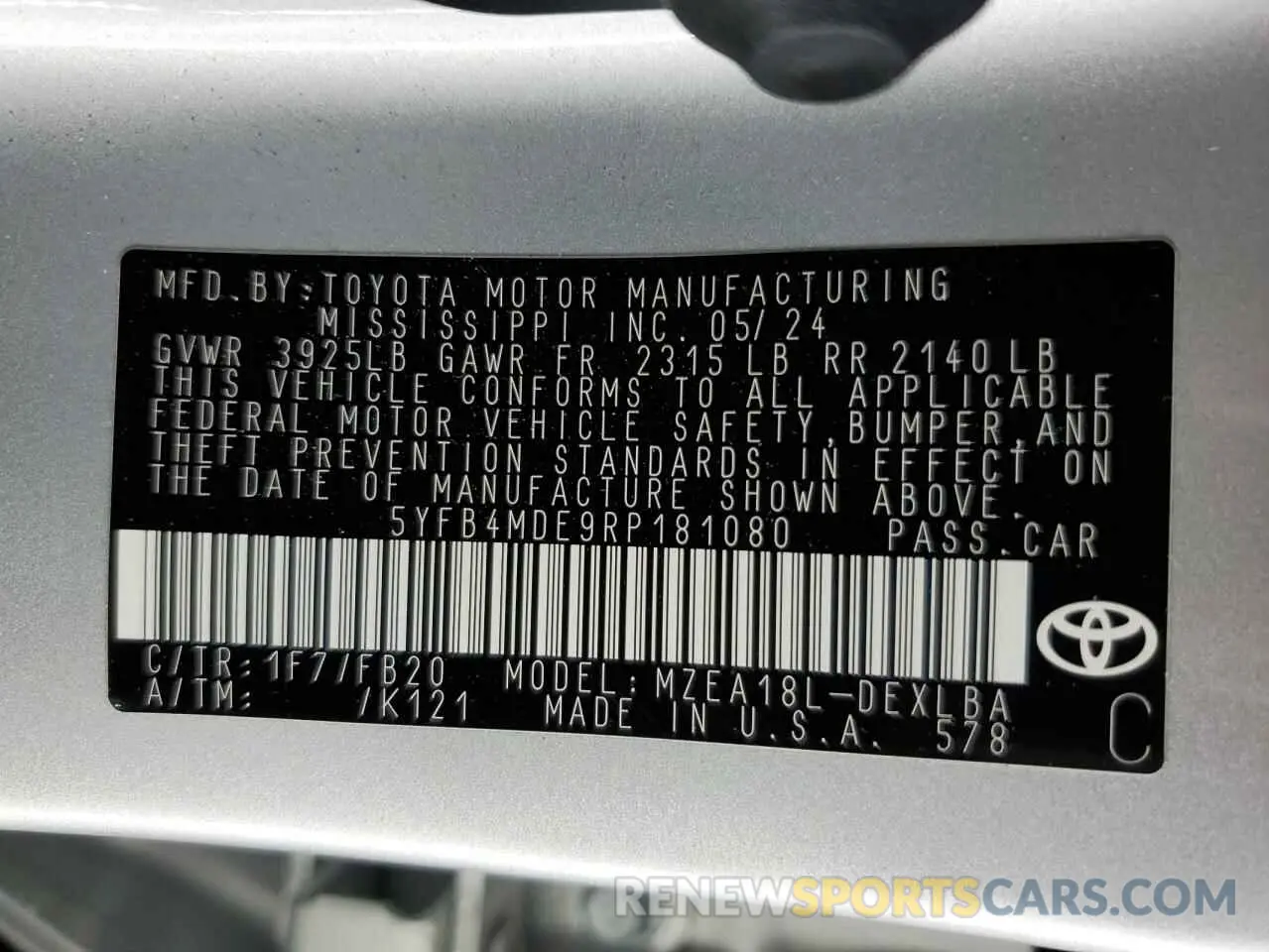 12 Фотография поврежденного автомобиля 5YFB4MDE9RP181080 TOYOTA COROLLA 2024