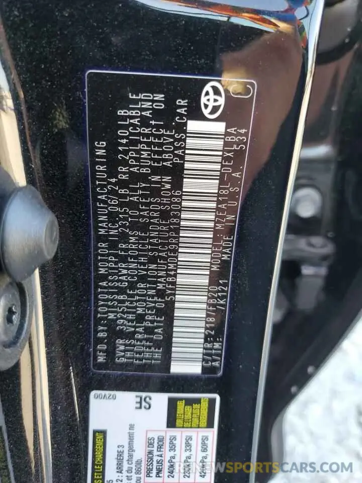 13 Фотография поврежденного автомобиля 5YFB4MDE9RP183086 TOYOTA COROLLA 2024